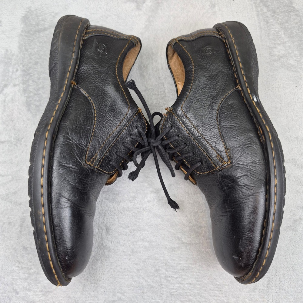 Born Mens H25803 Black Leather Oxford Lace Up Shoes Contrast Stitch Size 9.5 43 - Picture 7 of 14